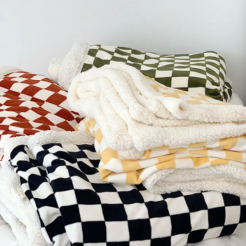 체크온 극세사 담요 인테리어 대형 침대 이불 블랭킷 3size 4colors