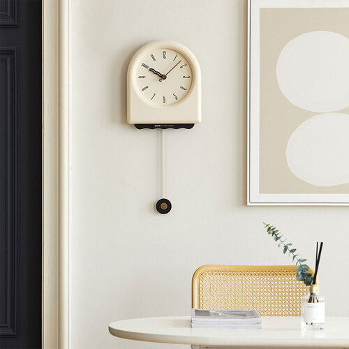 온마이무드 크림 벽시계 거실 무소음 인테리어 시계 무타공 디자인 고급 벽걸이시계